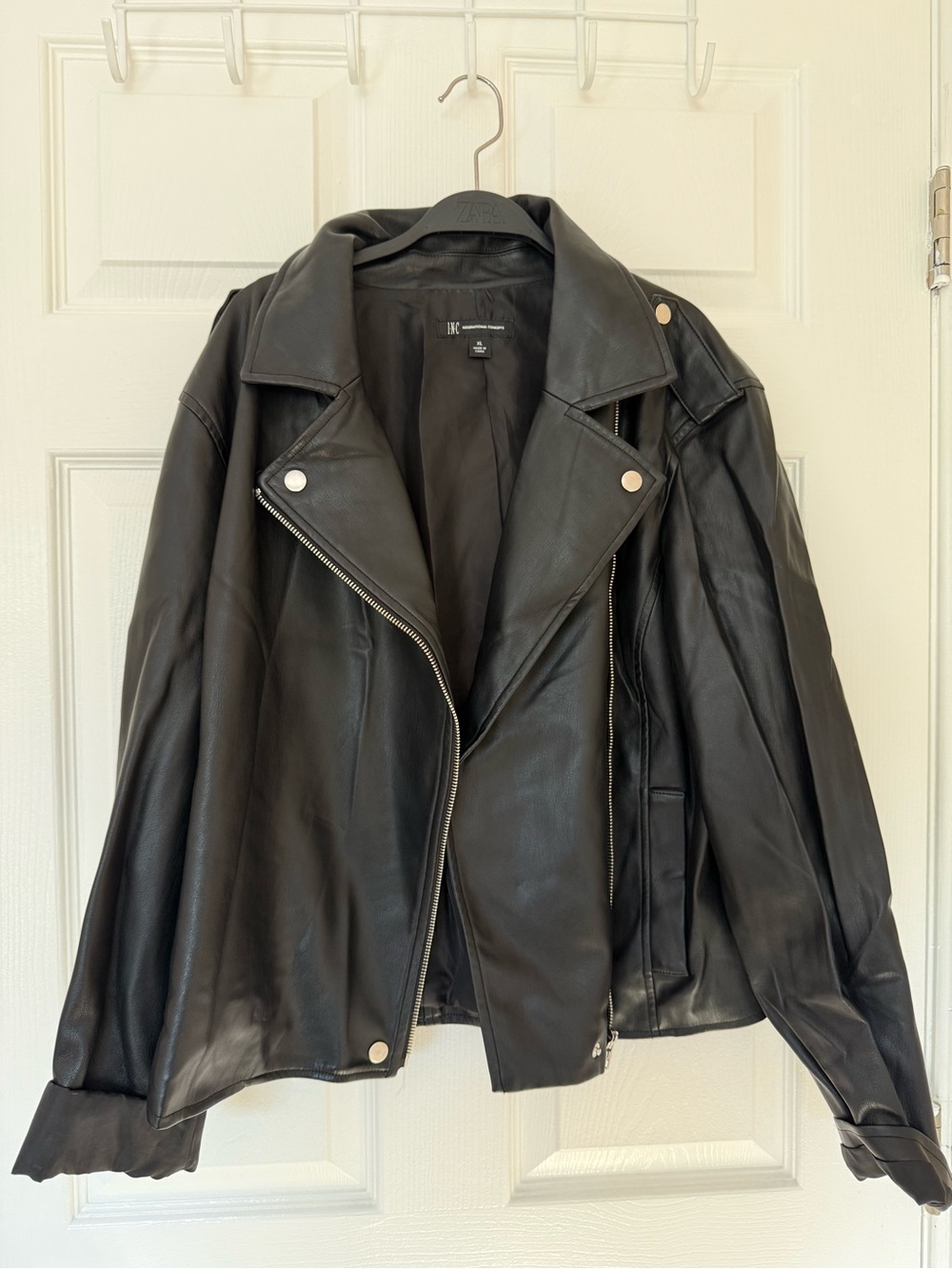 New without tags INC women’s Black Faux Leather Moto Jacket
